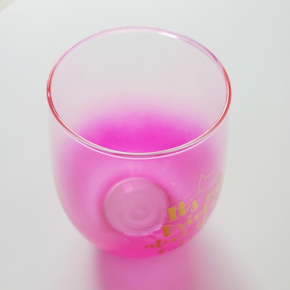 Slant Collections | 18oz Pink Ombré Gold Stemless Wine Glass: Not Drinking Alone - Picture 3 of 12